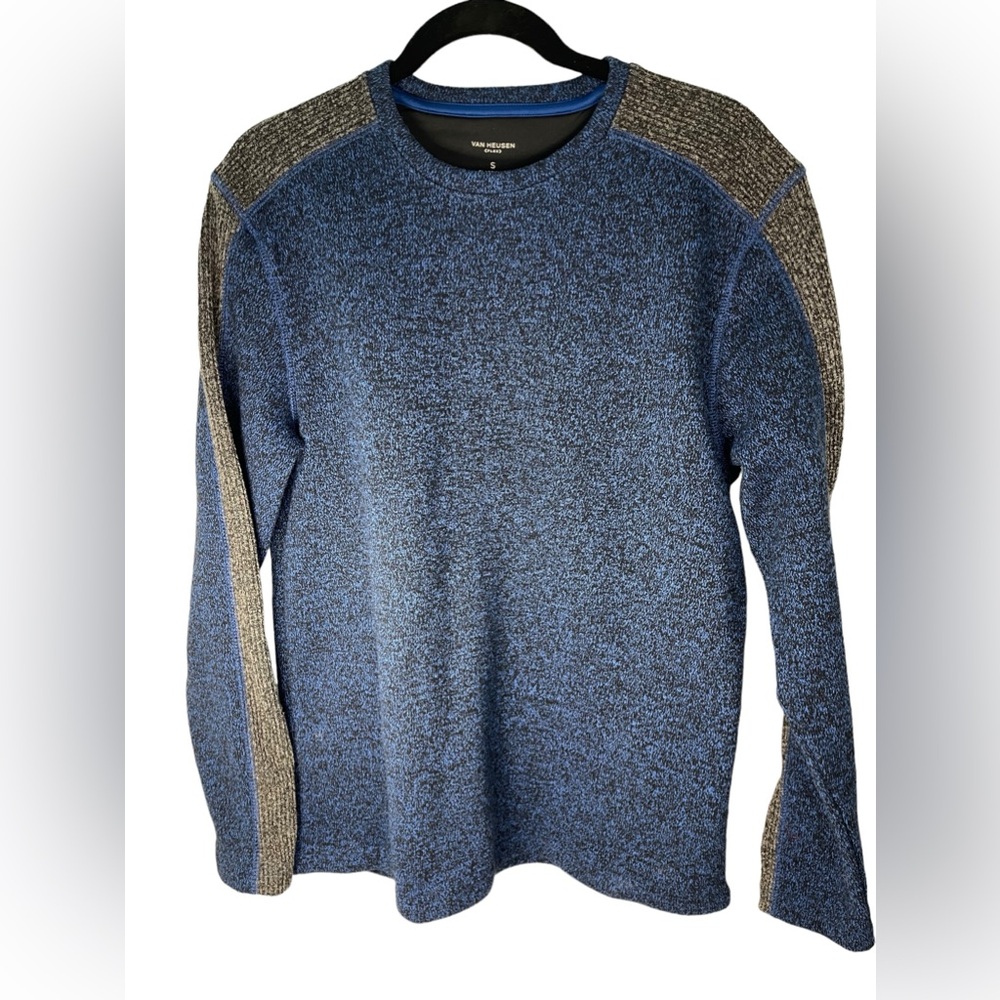 Van Heusen Flex Men’s Size small Pull Over Fleece Lining Blue/Black/Grey S